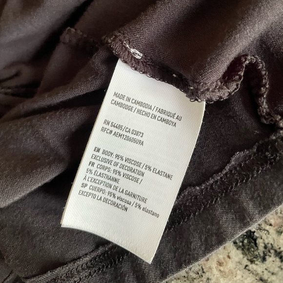 American Eagle Outfitters Slate Grey Flare Arm V Neck Open Back Long Sleeve - Picture 6 of 10